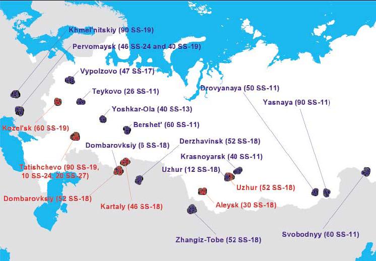 Карта размещения ядерного оружия россии