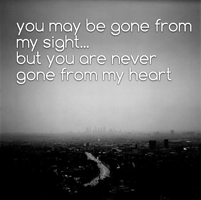 You may be gone from my sight... but you are never gone from my heart.