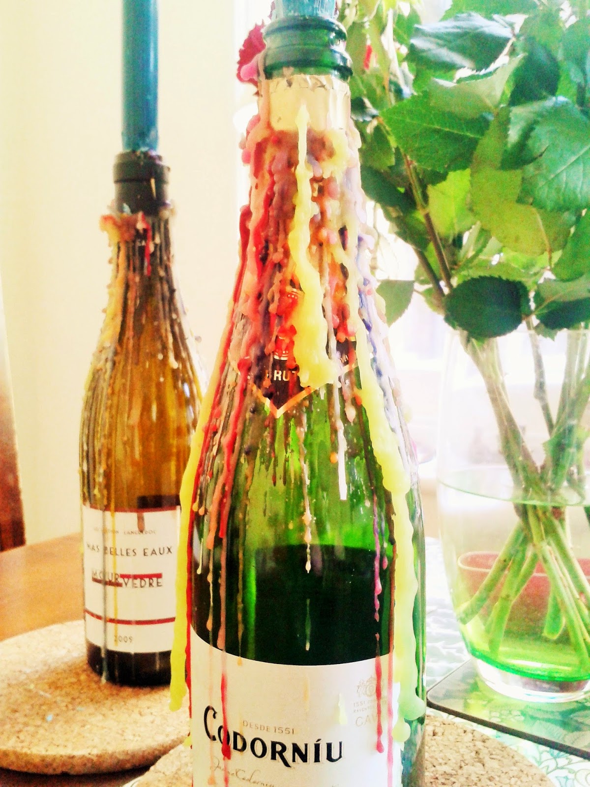 Anna Louise at Home Wine bottle drip candle holders