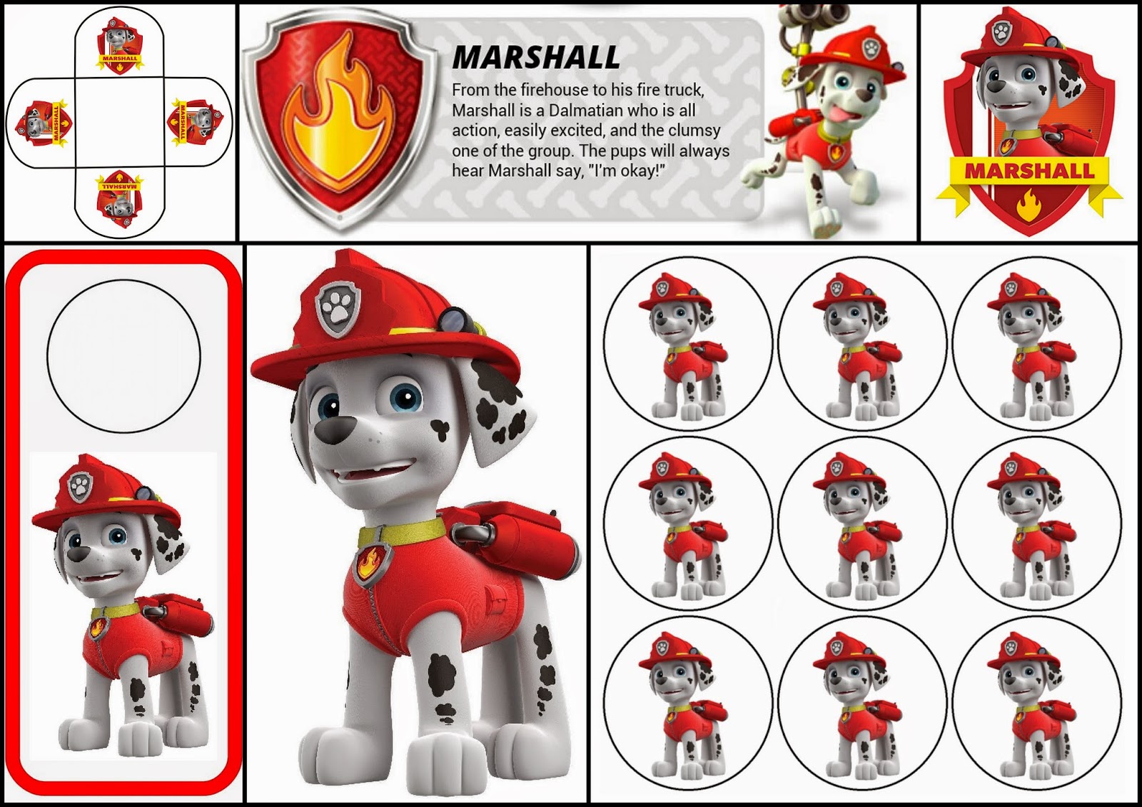 Kit imprimible gratis Paw Patrol (Patrulla Canina) Marshall candy bar