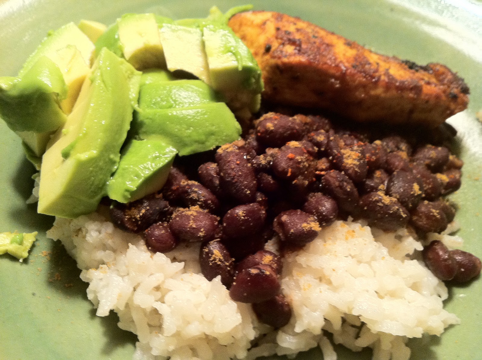 Pursuing Passions Spicy Cumin Chicken, Coconut Rice, Spicy Black Beans