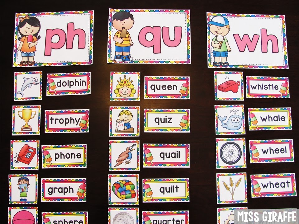 Miss Giraffe's Class: Digraphs Activities for First Grade and Kindergarten