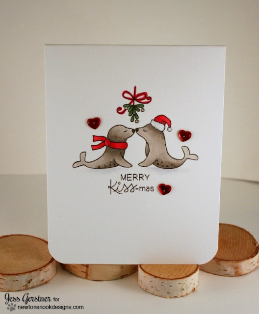 Seal Christmas Card by Jess Crafts featuring Newton's Nook Designs Holiday Smooches