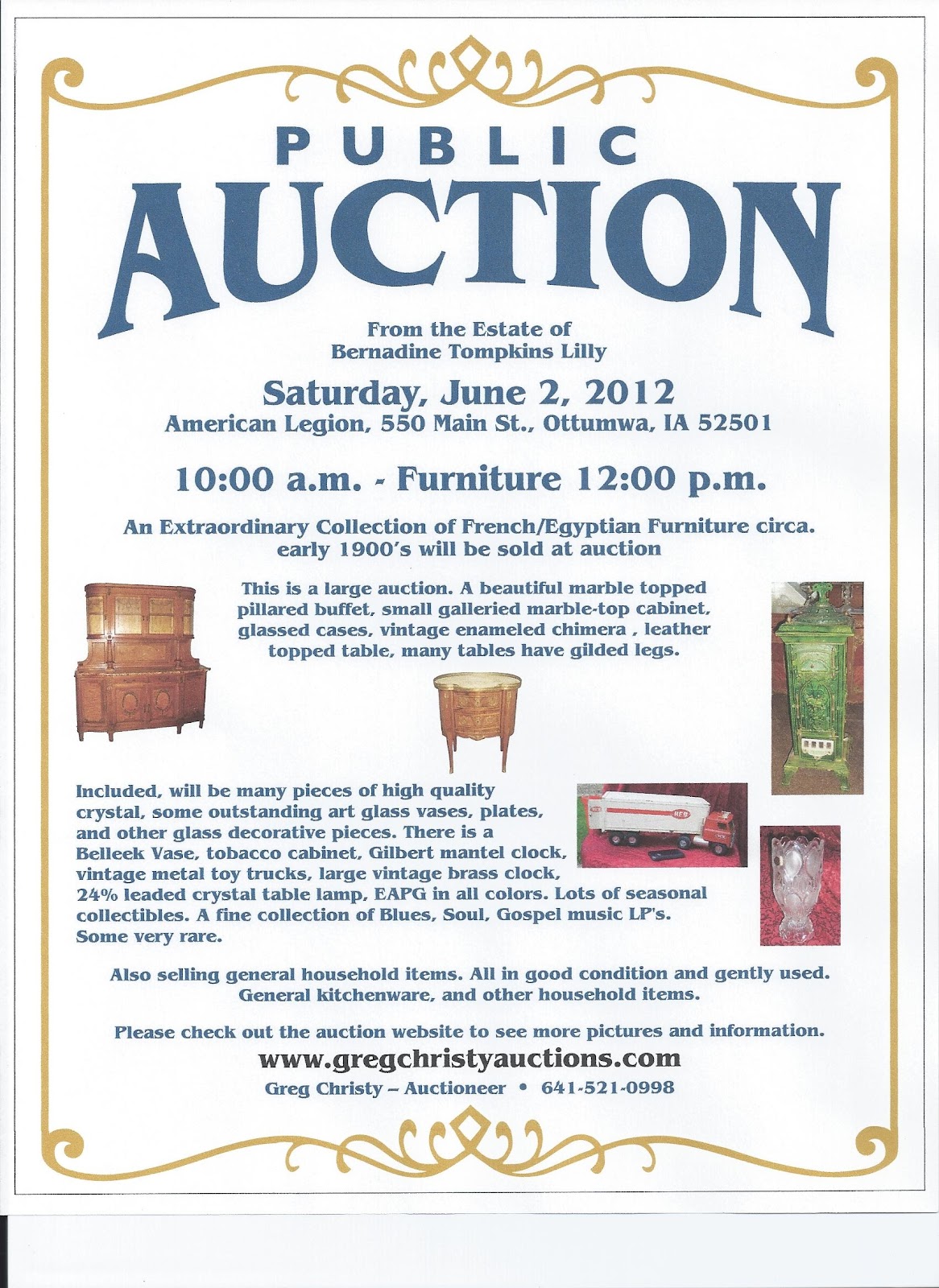 Greg Christy Auctions Your Iowa Antiques Auctioneer ! I Can Sell Your
