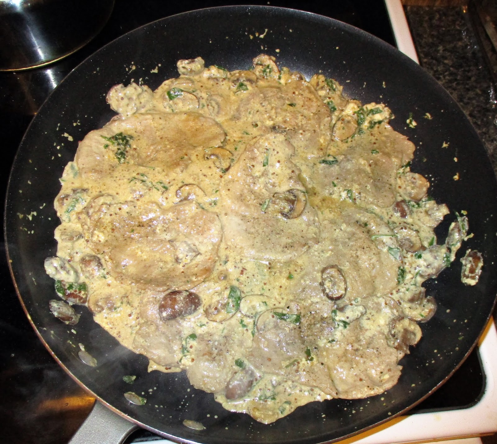 Christine's Cooking Pork Tenderloin with Cremini Mushroom, Yogurt Dijon Mustard Sauce