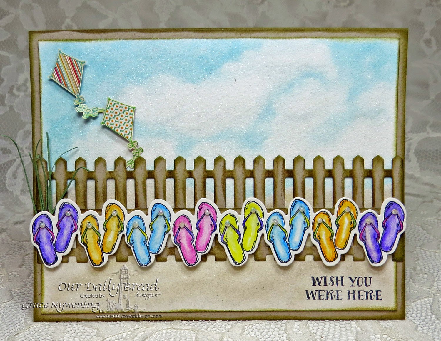 ODBD stamps: Flip Flop Border, Life is Better, designed by Grace Nywening
