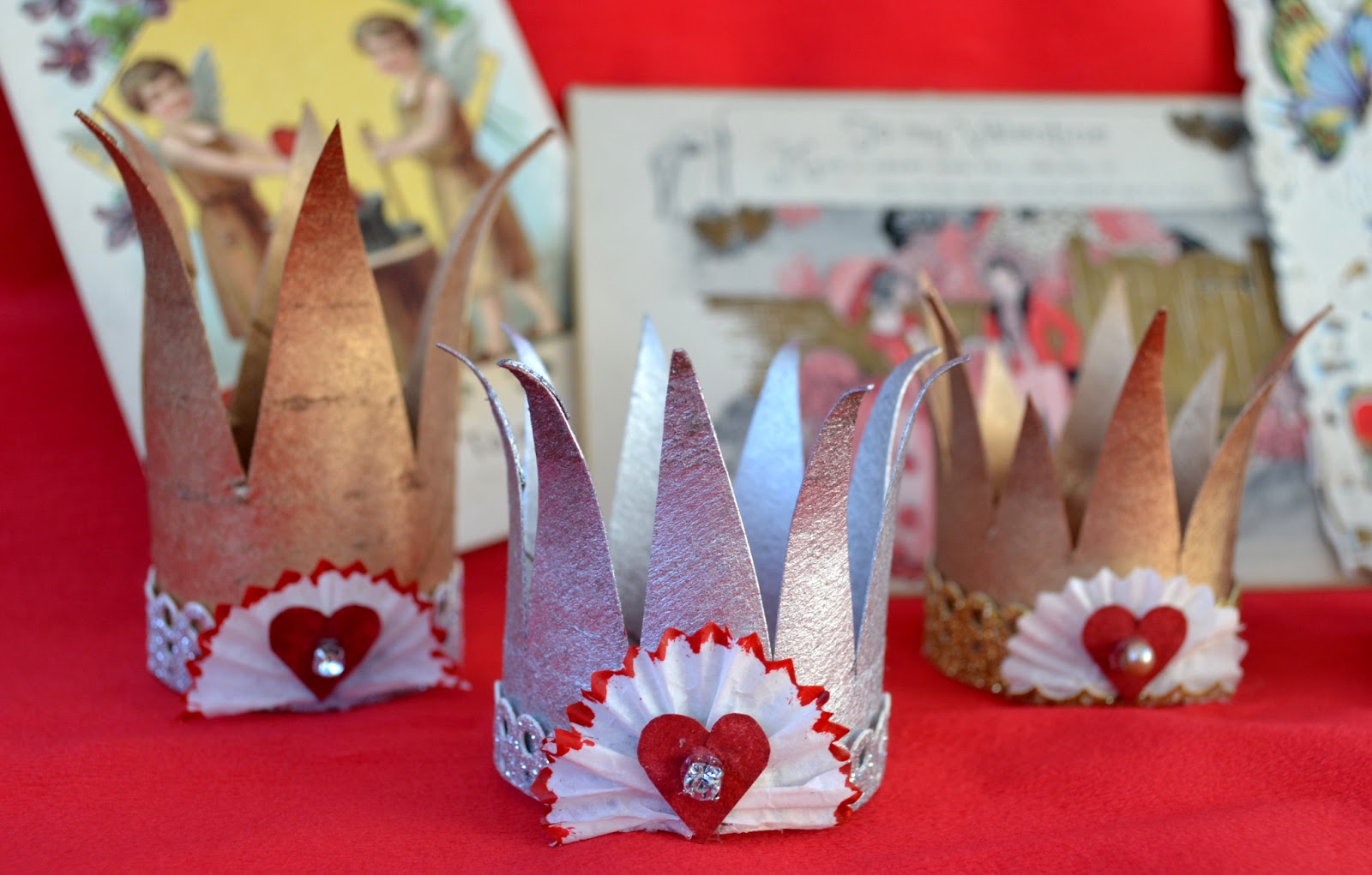 Valentines Fit for a King or Queen ~ Mini Upcycled Paper Crowns