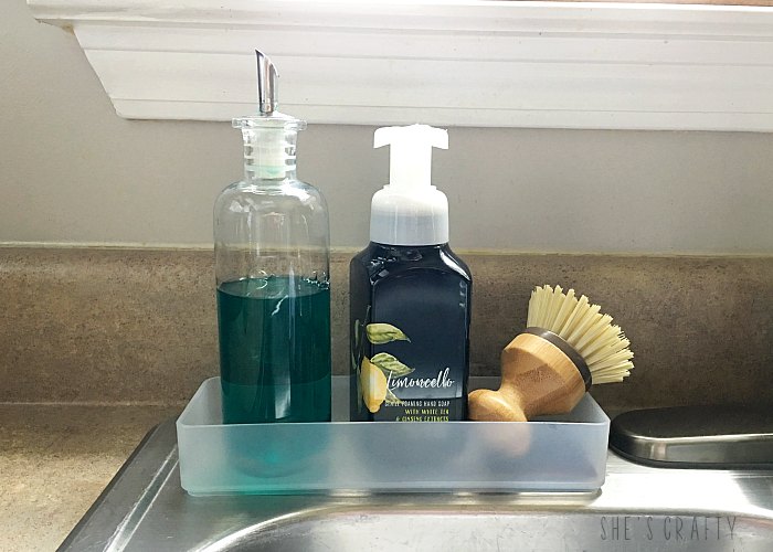 favorite products, kitchen soap and scrub brush holder