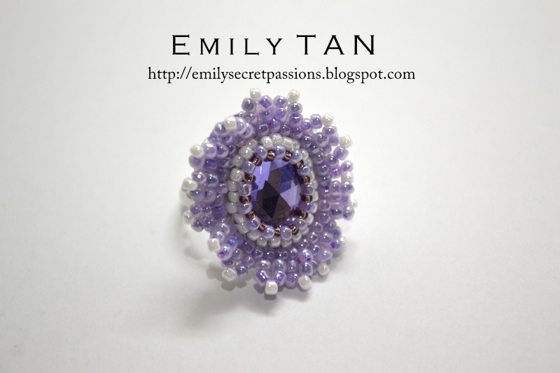 Emily Secret Passions Bead Embroidered Adjustable Ring