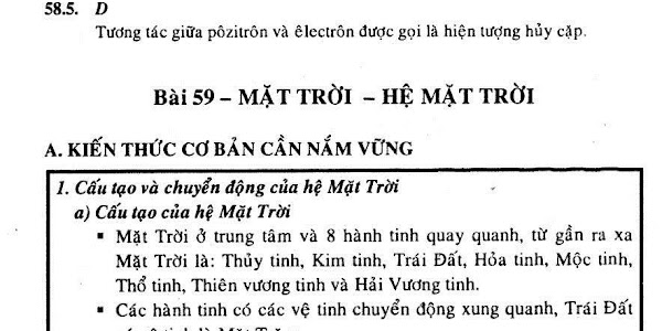 Bài 59: Mặt Trời. Hệ Mặt Trời