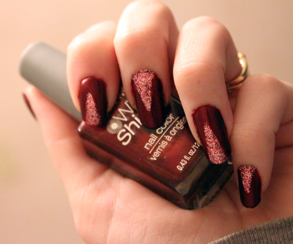 9. Cranberry and Black Glitter Nails - wide 6