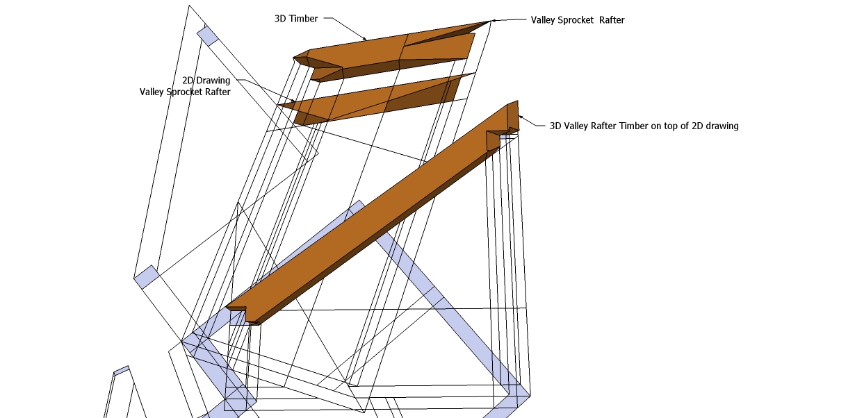 Roof Framing Geometry Valley Rafter with single Sprocket