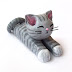 Grey Tabby Cat Clay Figurine