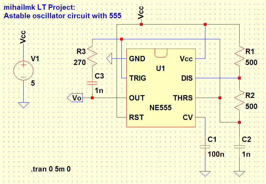 Electro-Magnetic World: Astable Oscillator Circuit with 555 Timer