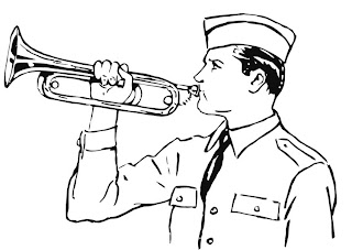 Soldado tocando la trompeta para colorear