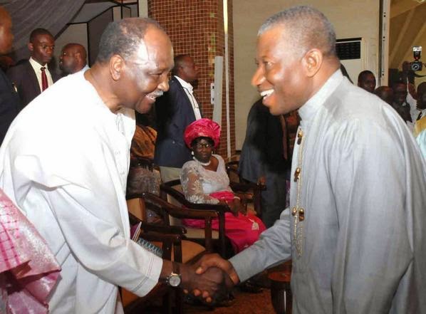 goodluck jonathan and Gowon at  General Yakubu Gowon's 80th Birthday thanksgiving service in Abuja today.