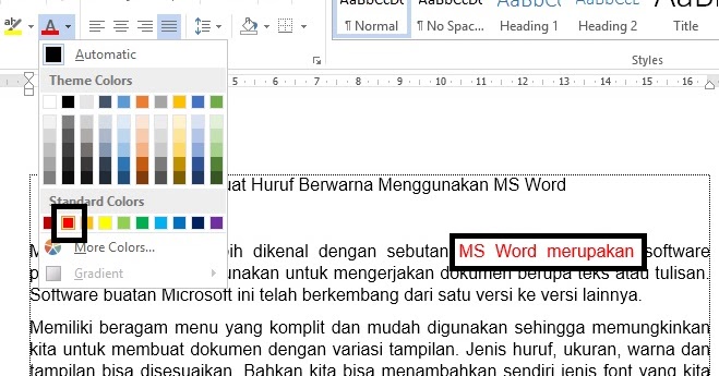 Membuat Huruf Berwarna Menggunakan Ms Word Ekotriyanto Com
