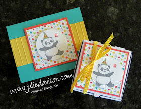 Stampin' Up! Party Pandas Card & Mini Pizza Box ~ 2018 Sale-a-Bration ~ www.juliedavison.com