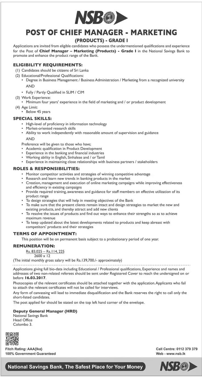Nsb Cheif Manager Vacancies Government Jobs Government Gazette Nsb Cheif Manager Vacancies Government Jobs Government Gazette