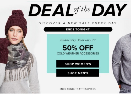 Hudson's Bay Deal of the Day 50% off Cold Weather Accessories