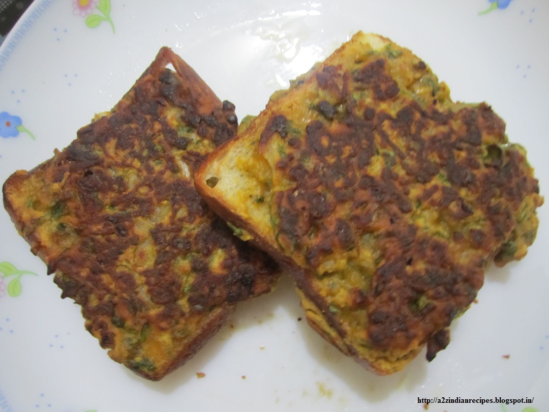 a2zindianrecipes Spinach Bread Omelette