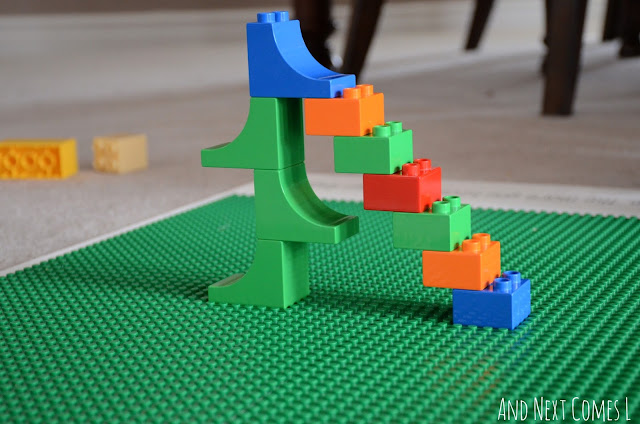 LEGO Duplo on a DIY LEGO duplo activity table top