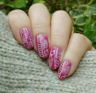 Messy Mansion Merry Christmas with Moyou London White Knight over HJ Manicure Candy Pink