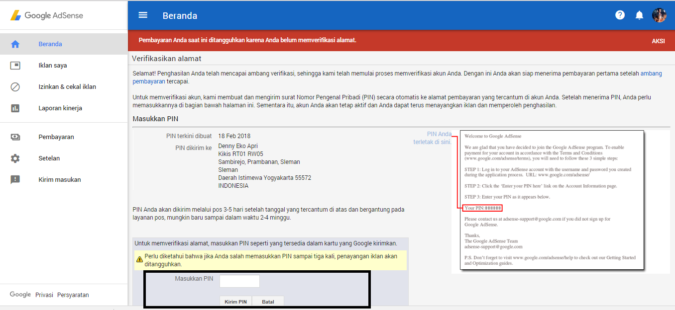 Sudah Masukkan PIN Adsense, Kok Masih Hold? Solusi dan Pencegahannya