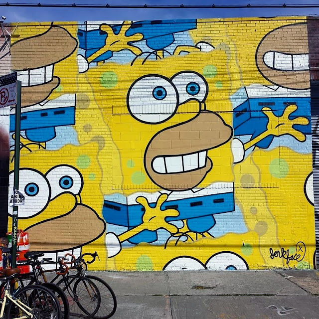 Earlier this afternoon, Jerkface finished working on a brand new piece which was painted for the annual block party organized by the good lads from The Bushwick Collective in New York City.