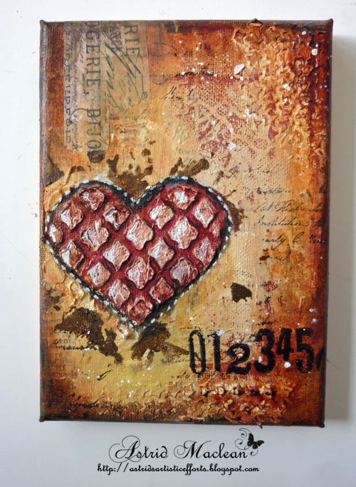 Astrid's Artistic Efforts: Textured heart canvas for Countryview Crafts.
