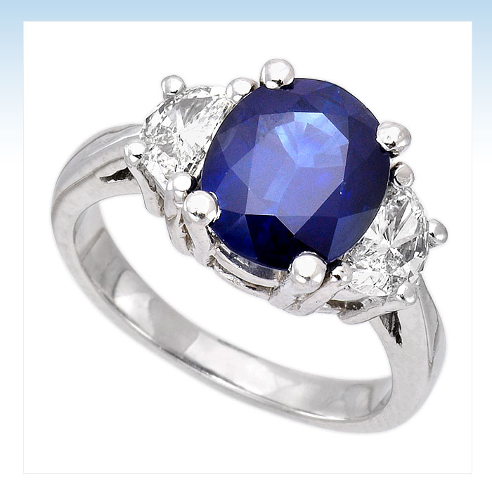 Diamond Engagement Rings: Platinum diamond and sapphire ladies ring