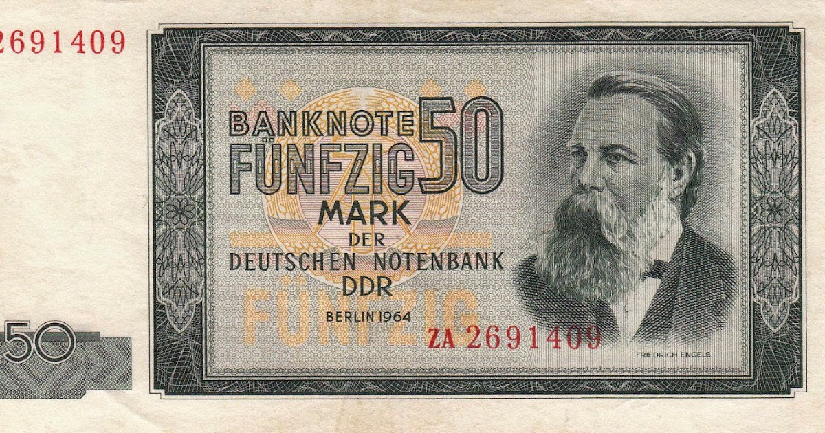 East Germany 50 Mark Banknote 1964 Friedrich Engels World Banknotes 