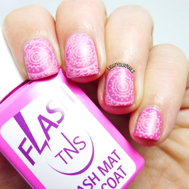 Pink nail stamping nail art