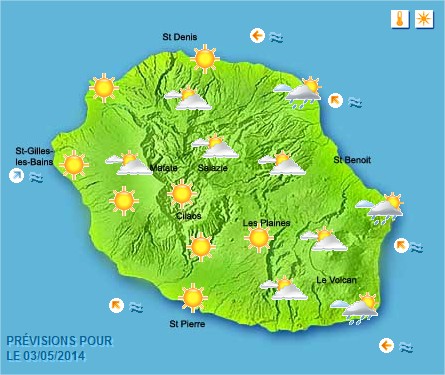 Prévisions météo Réunion pour le Samedi 03/05/14