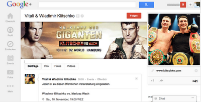 Die Google+ Seite der Klitschko-Brüder