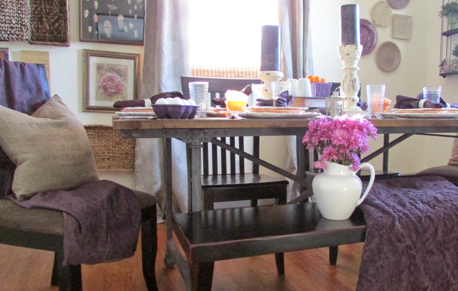 Orange and White Table Setting for Breakfast