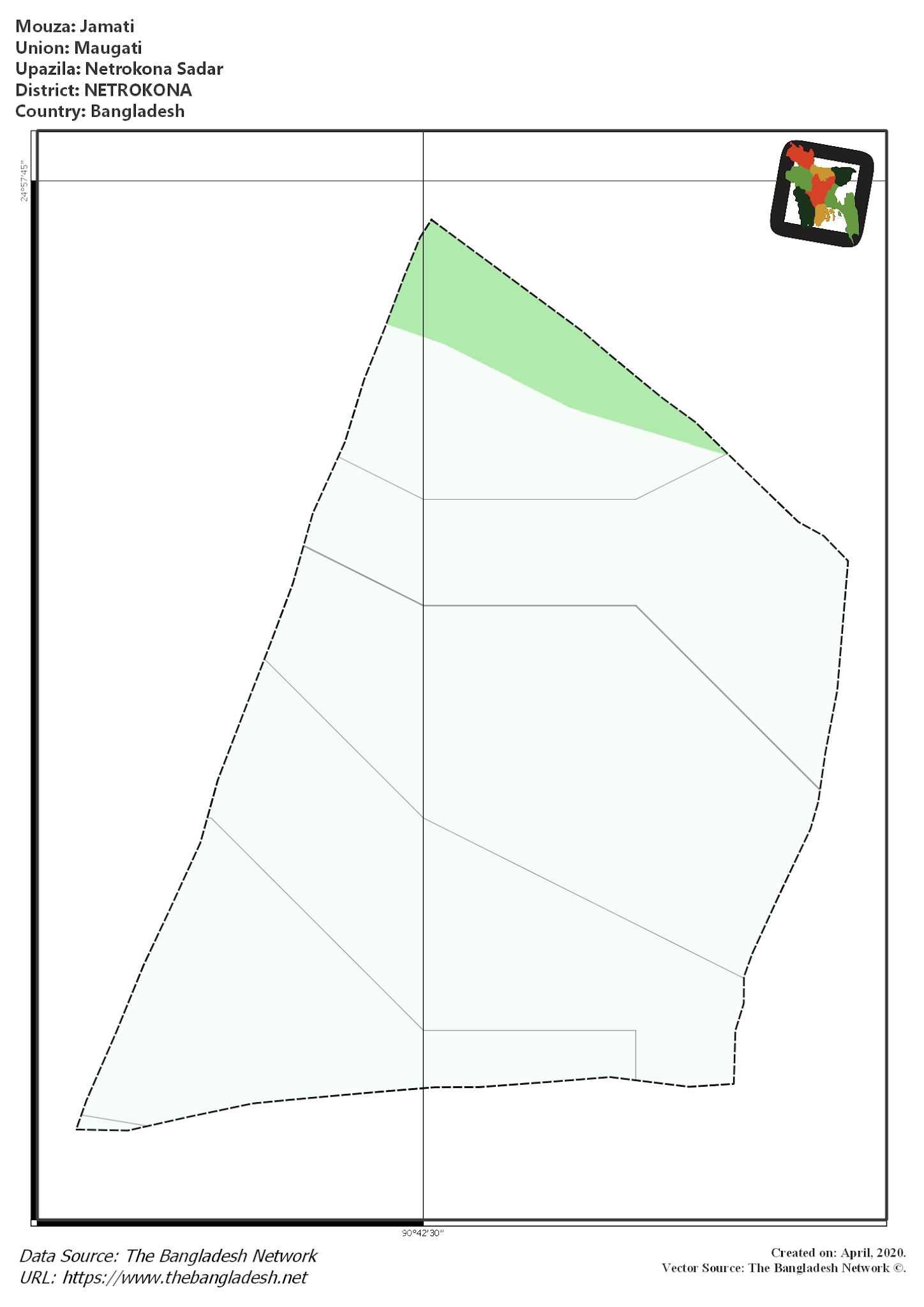 Map of Jamati Mouza of Netrokona Sadar Upazila, NETROKONA, Bangladesh.