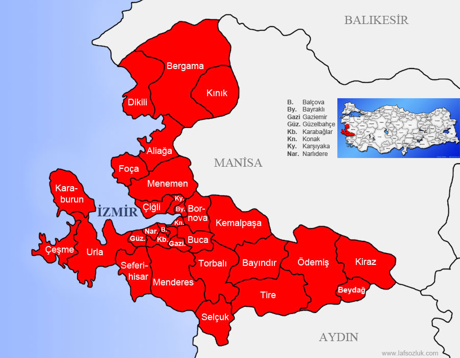 izmir ilinin ilceleri ve merkez ilceleri laf sozluk