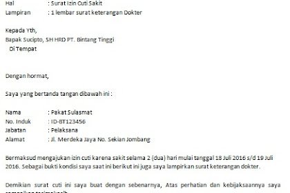 Contoh Surat Izin Tidak Masuk Magang Karena Sakit