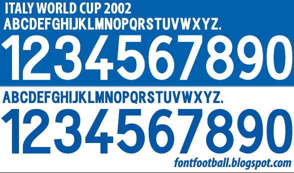 FONT FOOTBALL: Font Vector Italy World Cup 2002 kit