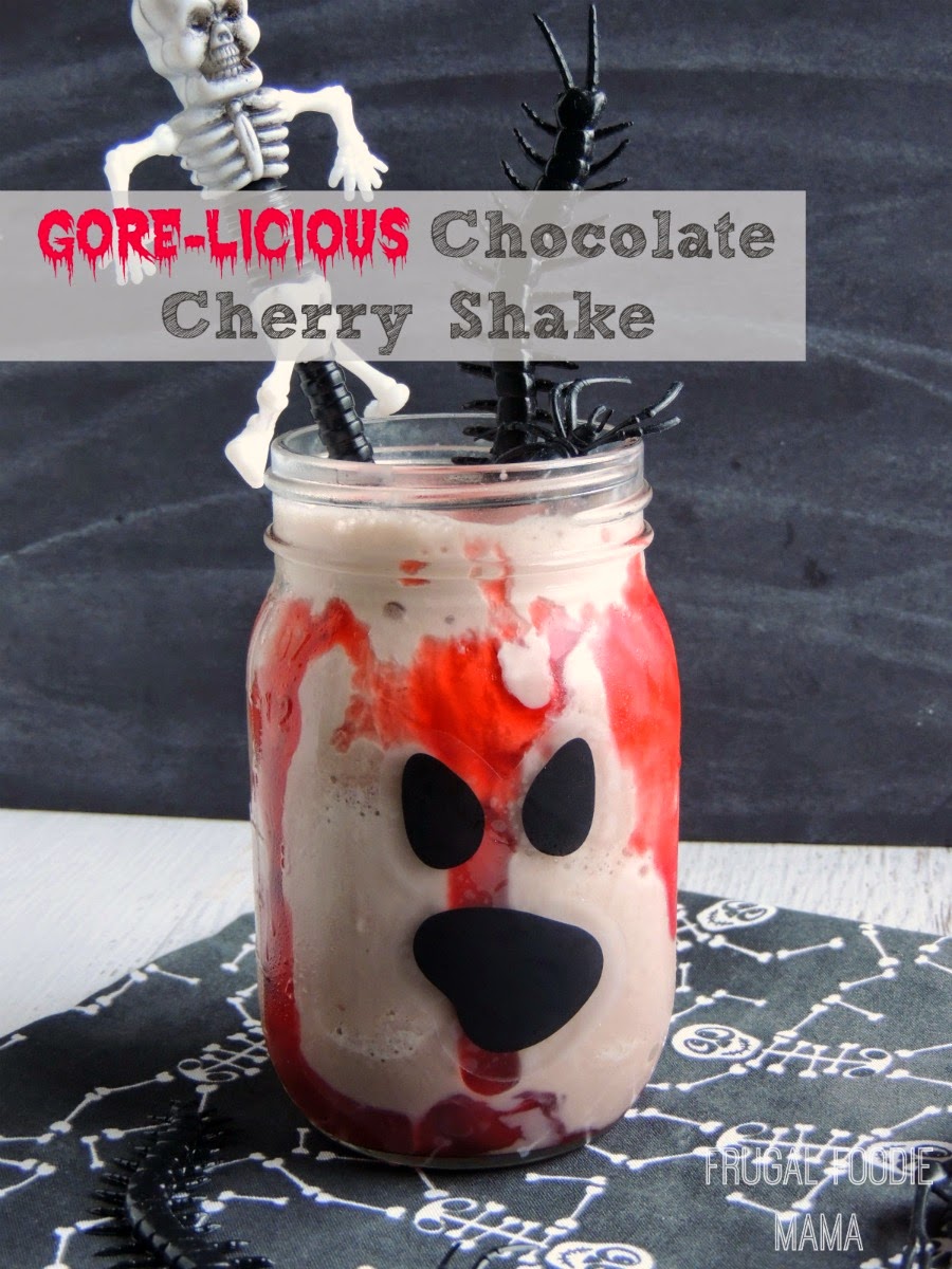 This perfect-for-Halloween Gore-licious Chocolate Cherry Shake has just two simple ingredients in it.