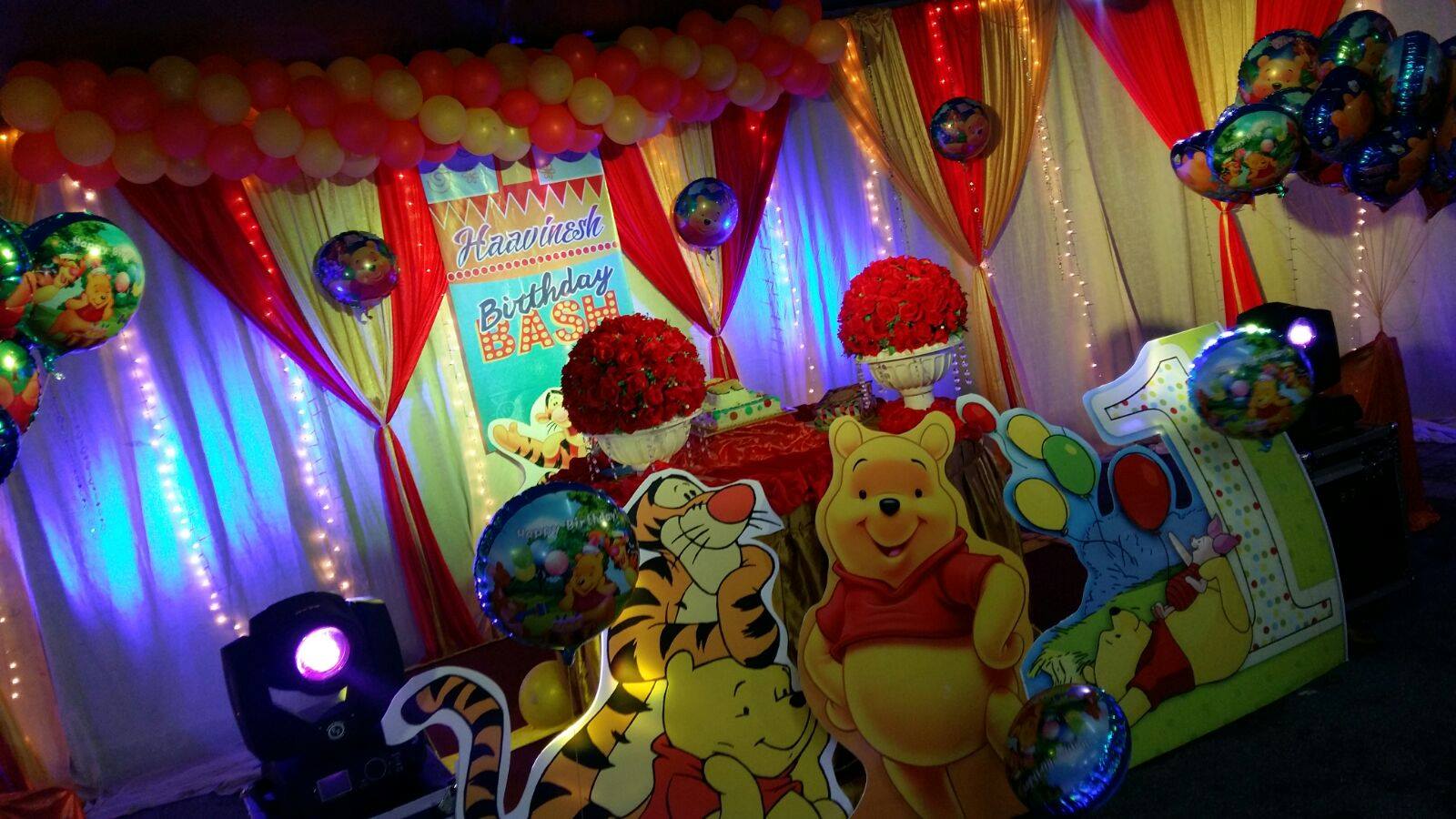 KISHA MEGA EVENTS: Winnie The Pooh Theme 1st Year Birthday Decoration