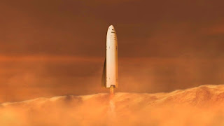 SpaceX BFR spaceship (BFS) landing on Mars
