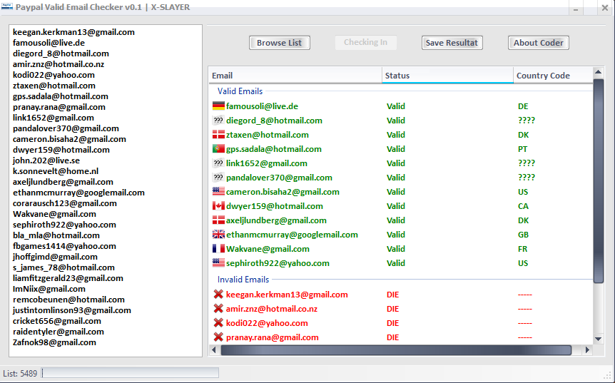 ProgramPaypal Valid Email Checker v0.1 XSLAYER