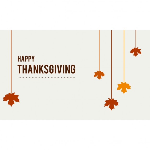 Happy thanksgiving hanging leaves Free Vector