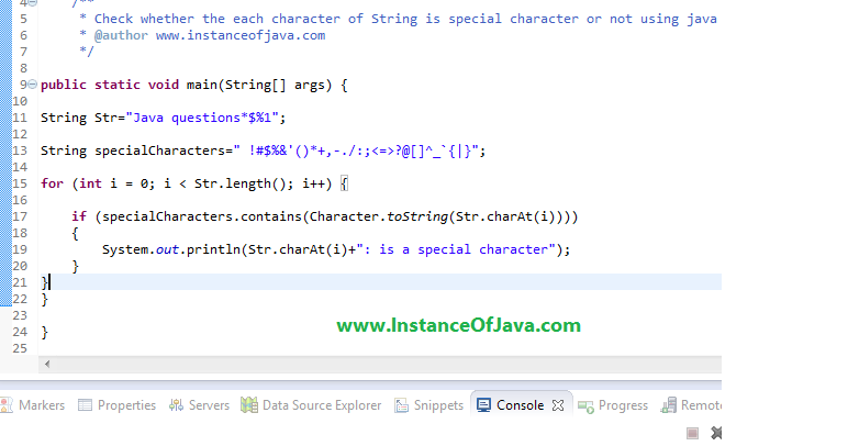 How to check if a character is a special character in java