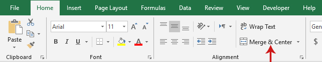 دمج الخلايا في Excel