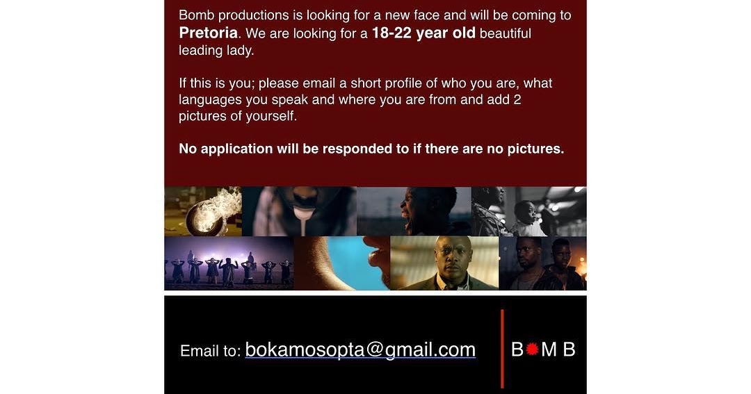 Auditions Bomb Productions is looking for talent in Pretoria