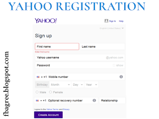 Yahoo registration