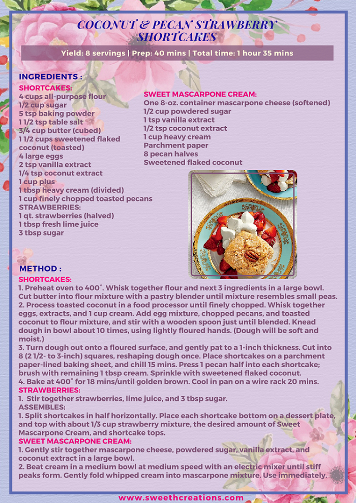COCONUT & PECAN STRAWBERRY SHORTCAKES RECIPE